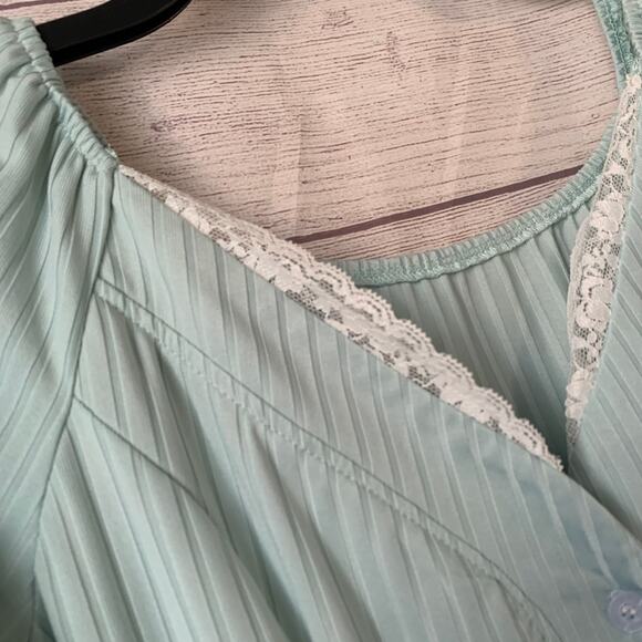 Light Blue Striped Dress with Lace Trim Coquette Ballet Skirt Size Small - Picture 12 of 13